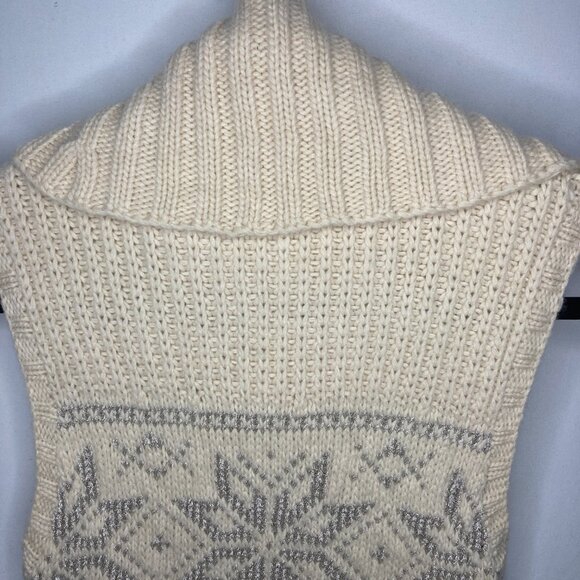 Vintage 90s RALPH LAUREN BLUE LABEL Sweater Vest Cashmere Wool Ivory Snowflake M - Picture 12 of 16